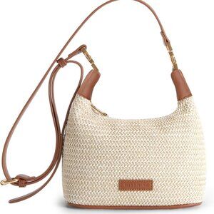 Elegant Small Handwoven Raffia Summer Purse with Detachable Strap for Women